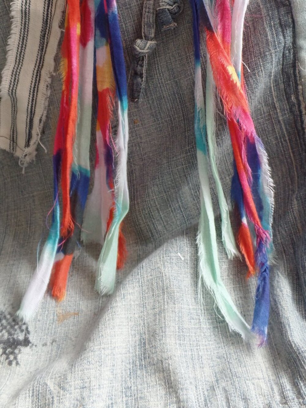 Hand Crafted Swag Hoop Earrings Tie-Dye Multi Color - Picture 4 of 7